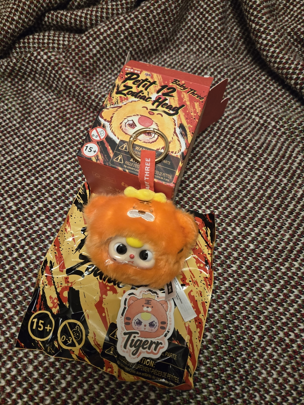 Baby Three Petit Zodiac Head Tigerr Plush Keychain
